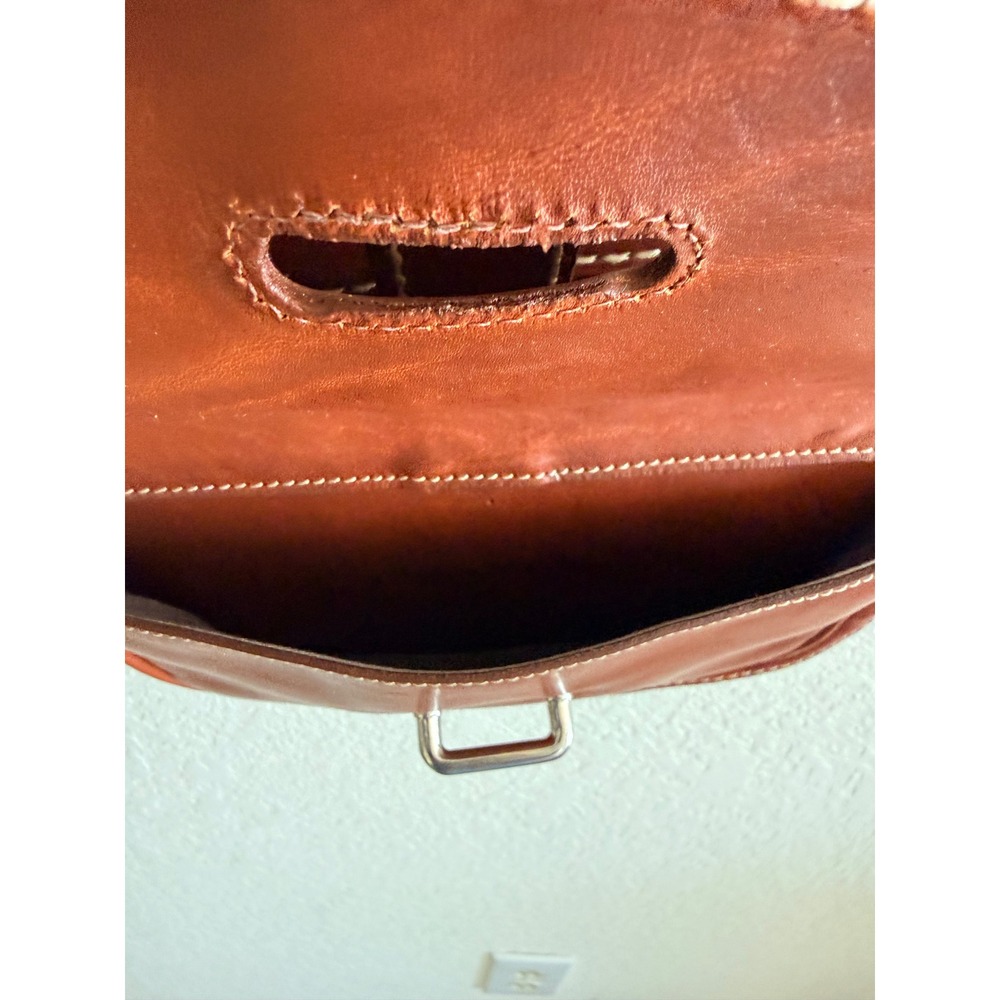 Roots Canada Horween Leather Crossbody Bag Cognac Brown Convertible Purse - Picture 5 of 8